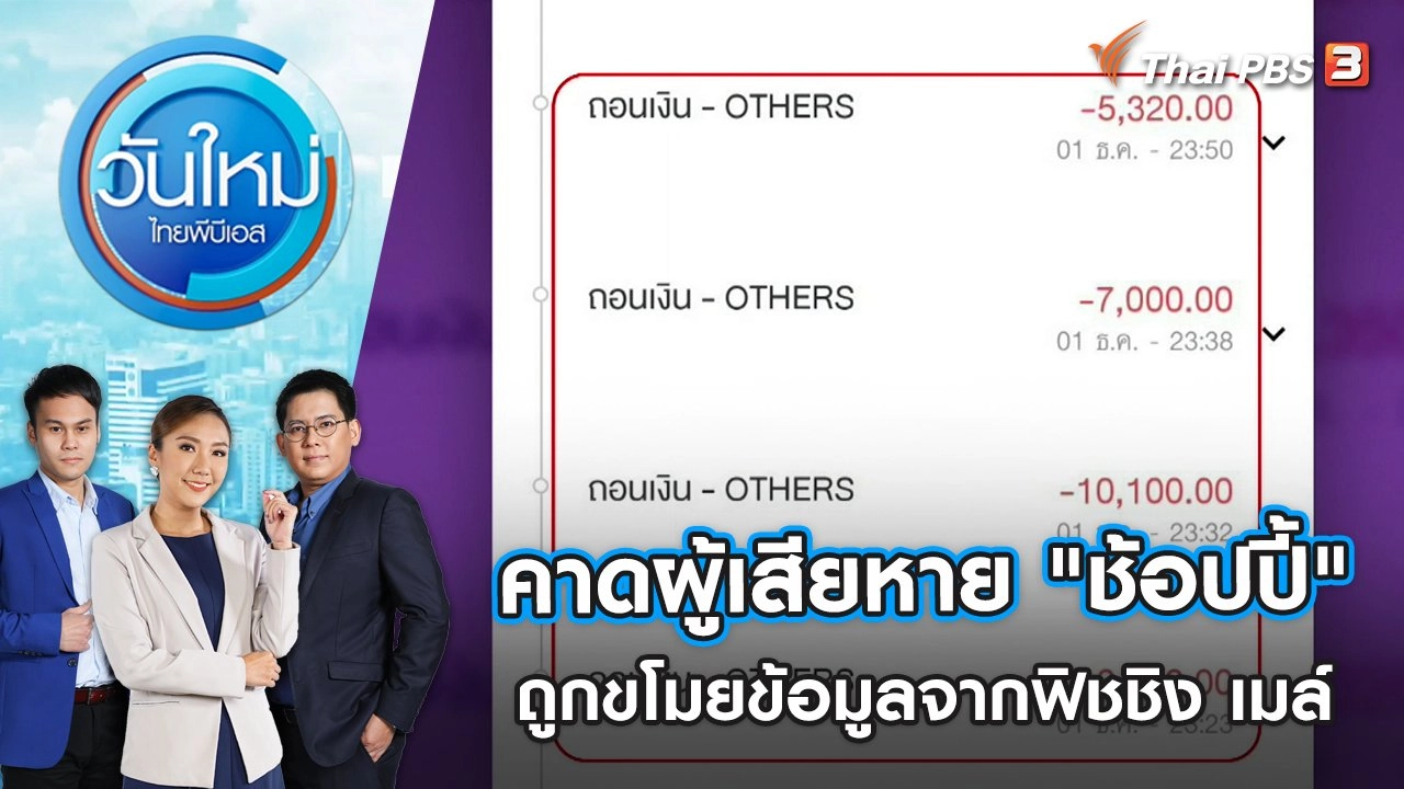 คาดผู้เสียหาย "ช้อปปี้" ถูกขโมยข้อมูลจากฟิชชิง เมล์ | วันใหม่ ไทยพีบีเอส | 6 ธ.ค. 65