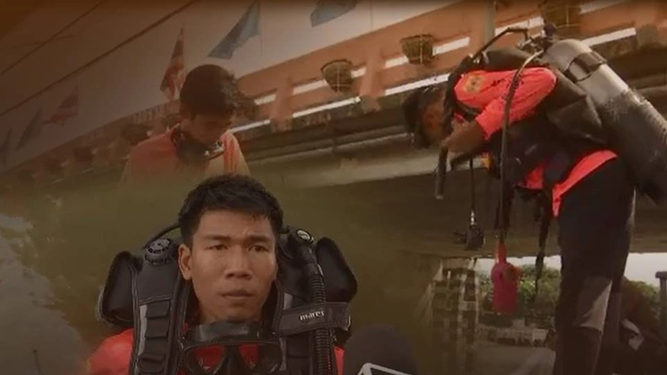 นักประดาน้ำงมหาศพ "น้องออย" ใต้สะพานบางกรวย จ.นนทบุรี