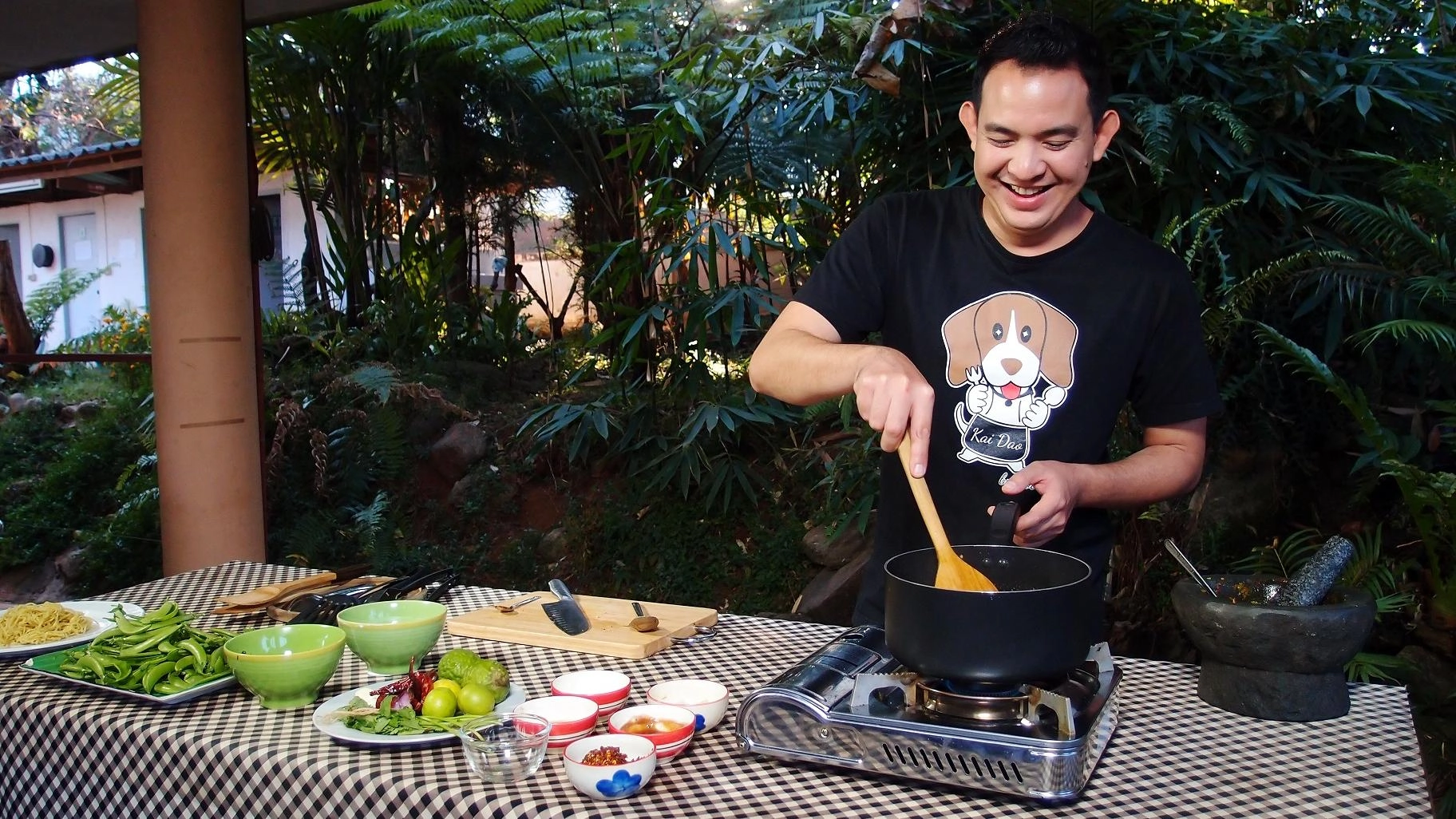 เห็ด Portobello และถั่วลันเตาหวาน