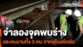 จำลองจุดพบร่างและคนงานทั้ง 3 คน จากเหตุอุโมงค์ถล่ม
