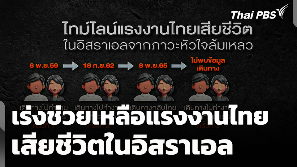 เร่งช่วยเหลือแรงงานไทยเสียชีวิตในอิสราเอล