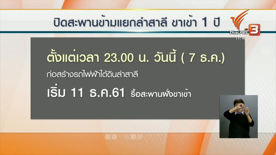 ปิดสะพานข้ามแยกลำสาลีคืนนี้ (7 ธ.ค. 61)