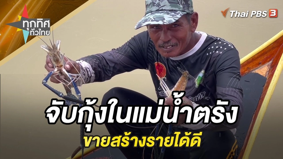 จับกุ้งในแม่น้ำตรังขายสร้างรายได้ดี