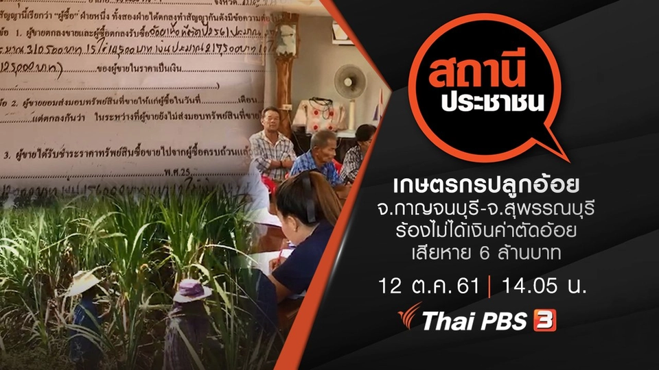 เกษตรกรปลูกอ้อย จ.กาญจนบุรี-จ.สุพรรณบุรี ร้องไม่ได้เงินค่าตัดอ้อย เสียหาย 6 ล้านบาท