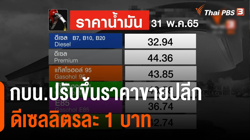 กบน.ปรับขึ้นราคาขายปลีกดีเซลลิตรละ 1 บาท