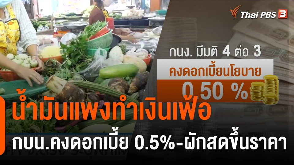 กินอยู่รู้รอบ : น้ำมันแพงทำเงินเฟ้อ กบน.คงดอกเบี้ย 0.5% ผักสดขึ้นราคา