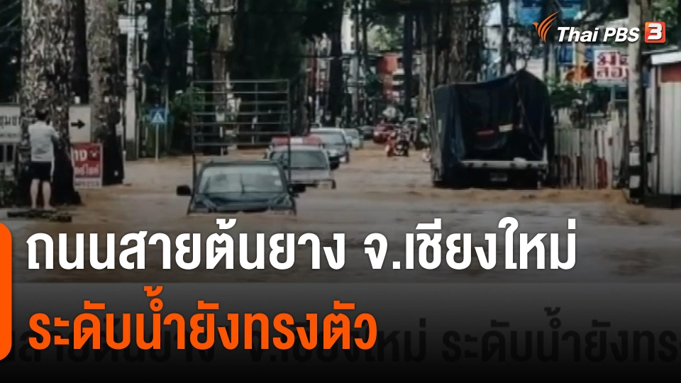 "ถนนสายต้นยาง" จ.เชียงใหม่ ระดับน้ำยังทรงตัว