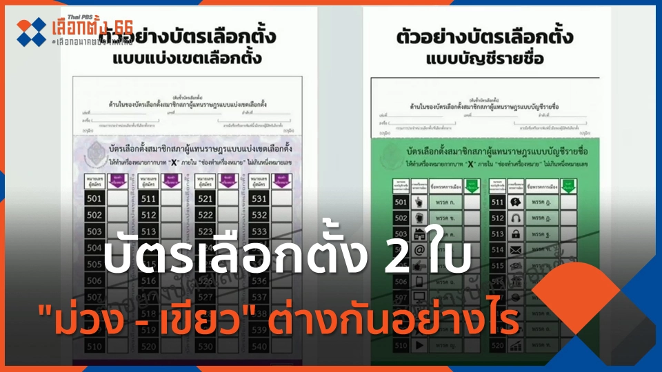บัตรเลือกตั้ง 2 ใบ "ม่วง - เขียว" ต่างกันอย่างไร