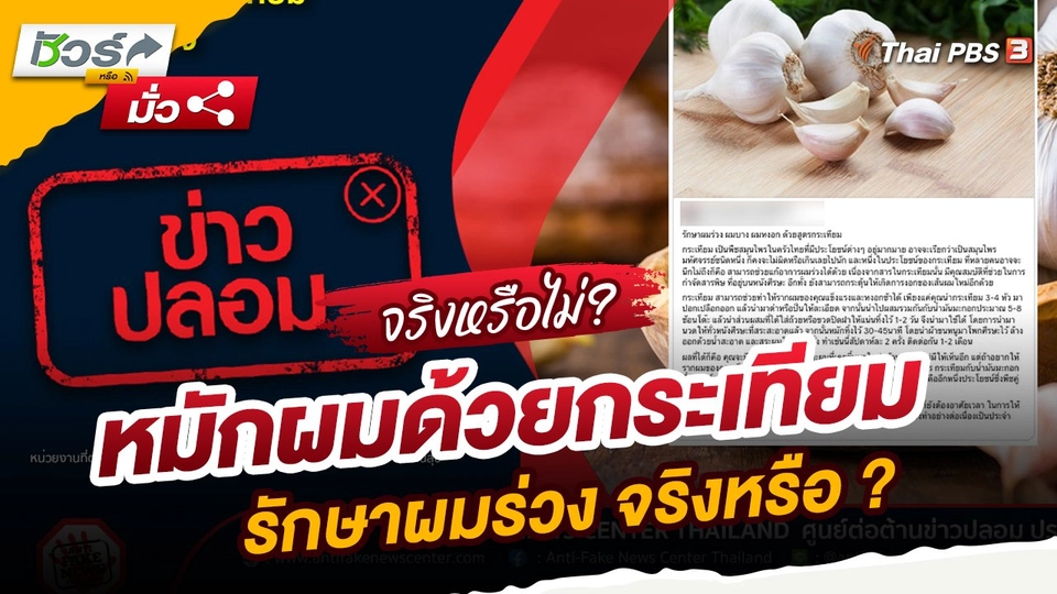 ​ชัวร์หรือมั่ว : หมักผมด้วยกระเทียม รักษาผมร่วง จริงหรือ ?