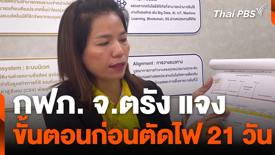 กฟภ. จ.ตรัง แจงขั้นตอนก่อนตัดไฟ 21 วัน