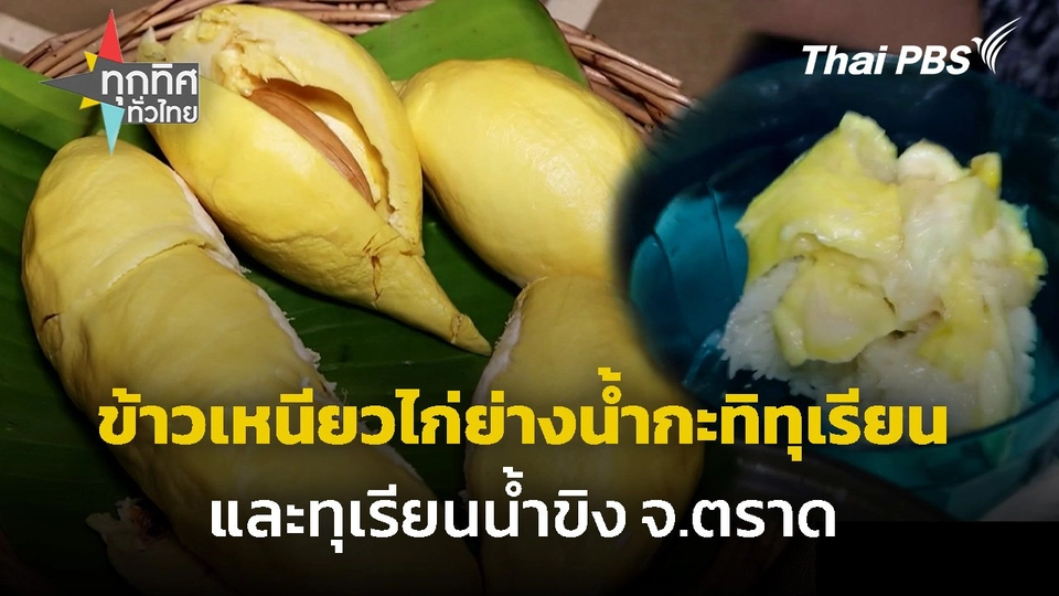 ข้าวเหนียวไก่ย่างน้ำกะทิทุเรียน และทุเรียนน้ำขิง จ.ตราด