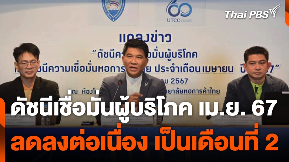 ดัชนีเชื่อมั่นผู้บริโภค เม.ย. 67 ลดลงต่อเนื่อง เป็นเดือนที่ 2