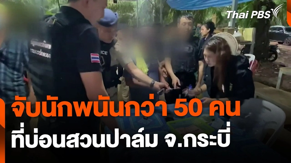บุกจับนักพนันกว่า 50 คน สวนปาล์ม จ.กระบี่