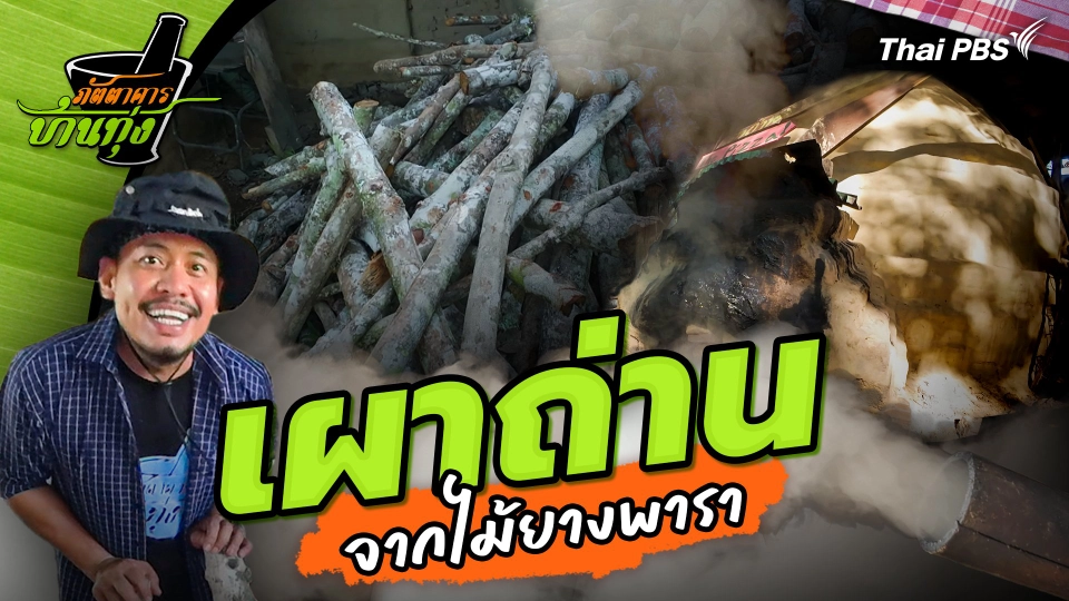คลิปบ้านทุ่ง : เผาถ่านจากไม้ยางพารา