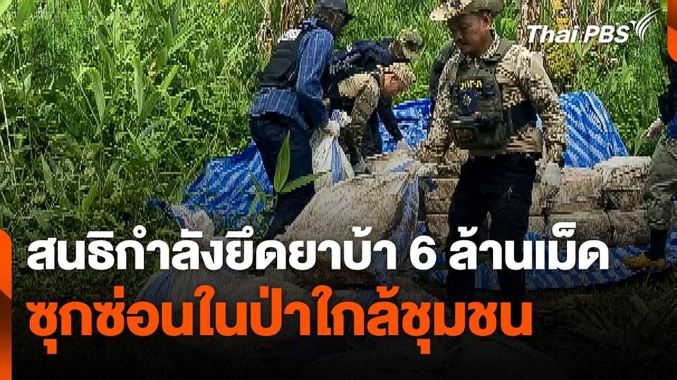 ตำรวจสนธิกำลังยึดยาบ้า 6 ล้านเม็ด ซุกซ่อนในป่าใกล้ชุมชน