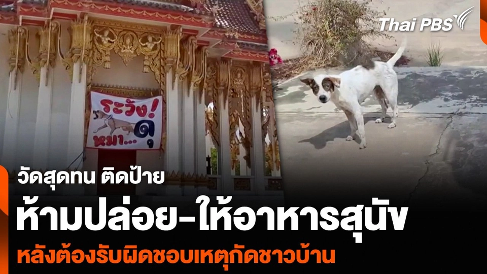 วัดสุดทน ติดป้ายห้ามปล่อย-ให้อาหารสุนัข หลังต้องรับผิดชอบเหตุกัดชาวบ้าน