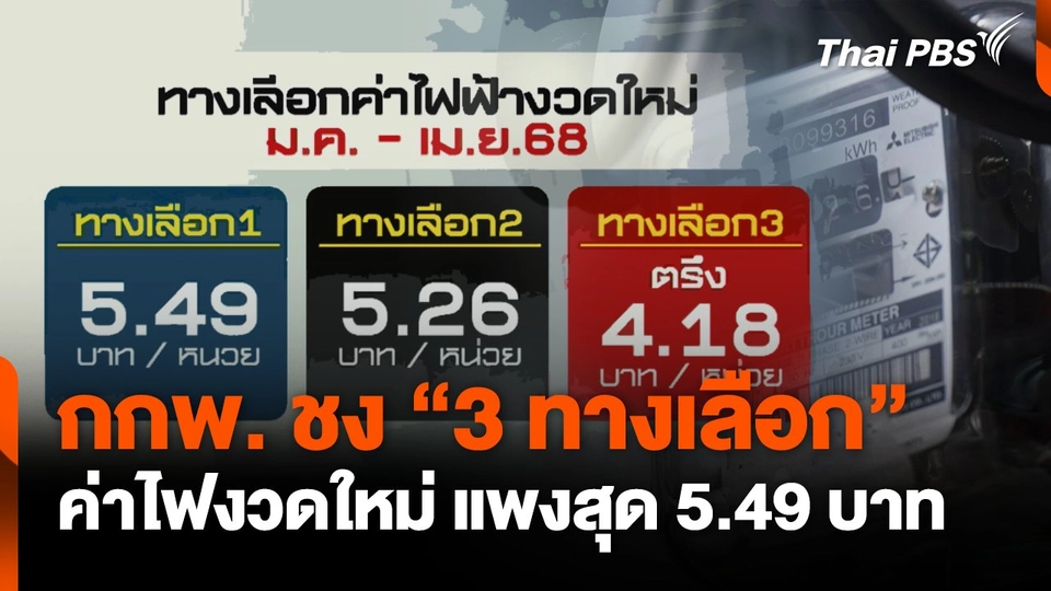 กกพ. ชง "3 ทางเลือก" ค่าไฟงวดใหม่ แพงสุด 5.49 บาท