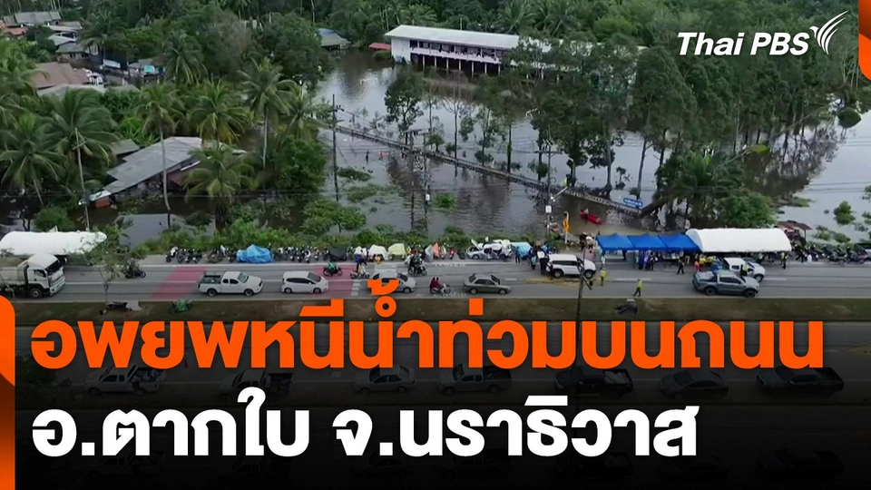 ชาว อ.ตากใบ อพยพหนีน้ำท่วมบนถนน