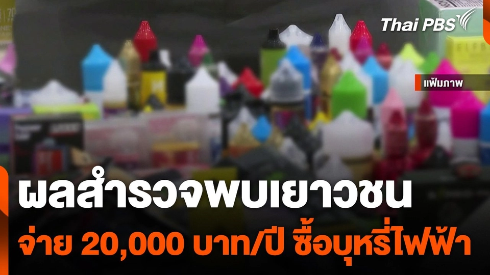 ผลสำรวจพบเยาวชนใช้เงิน 20,000 บาท/ปี ซื้ออุปกรณ์บุหรี่ไฟฟ้า