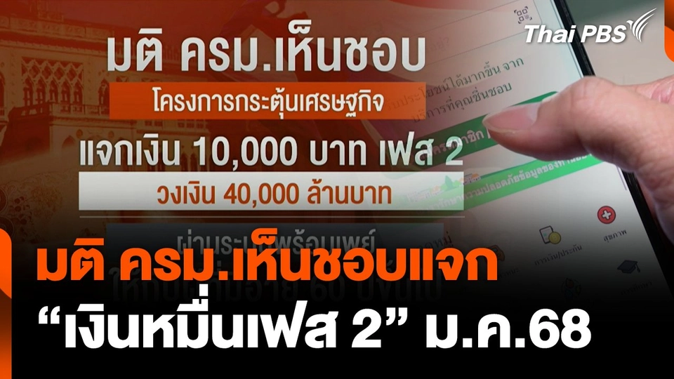 มติ ครม.เห็นชอบแจก "เงินหมื่นเฟส 2" ม.ค.68