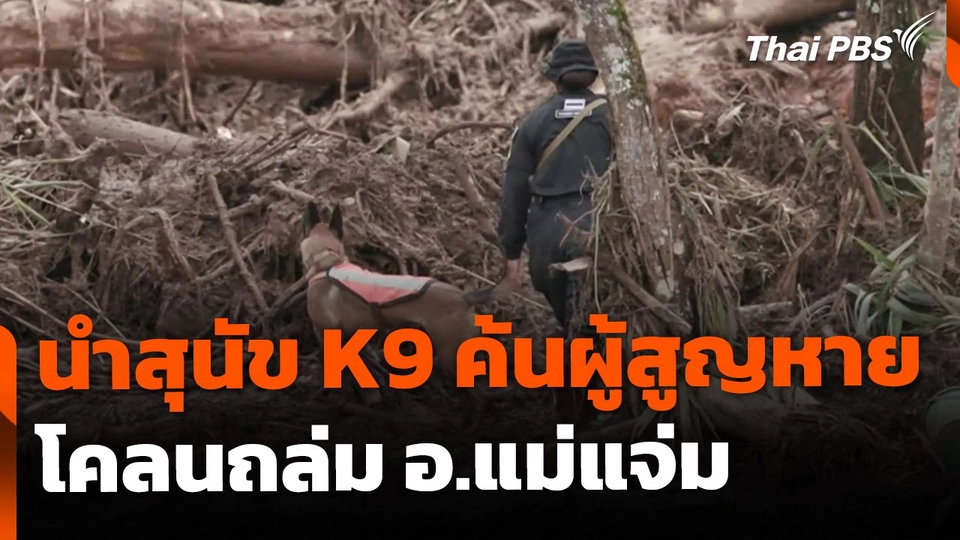 นำสุนัข K9 ค้นหาผู้สูญหาย เหตุดินโคลนถล่ม อ.แม่แจ่ม