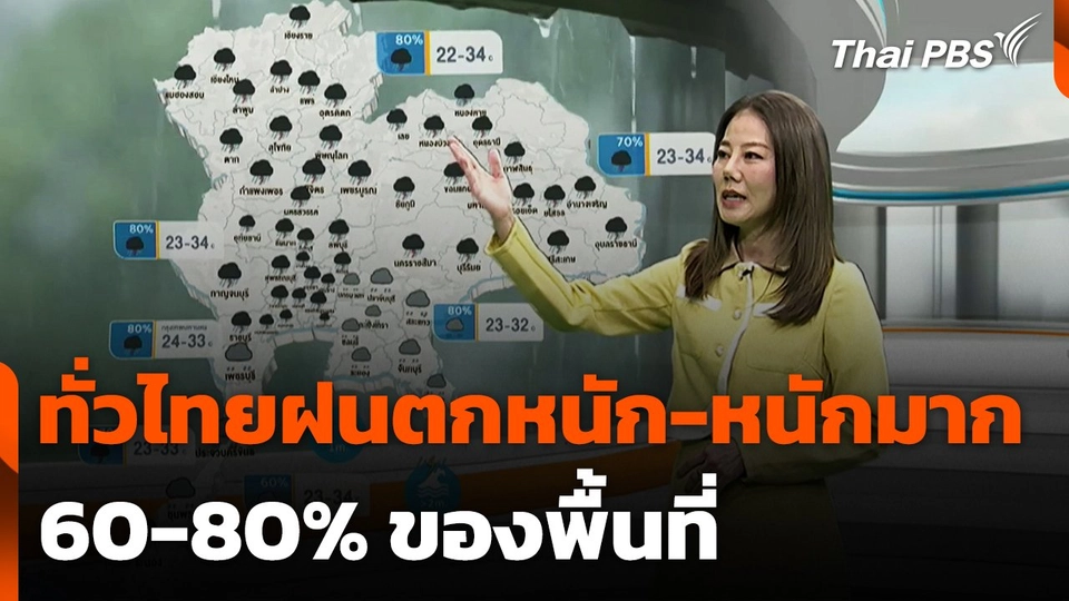 พยากรณ์อากาศ : ทั่วไทยฝนตกหนัก-หนักมาก 60-80% ของพื้นที่