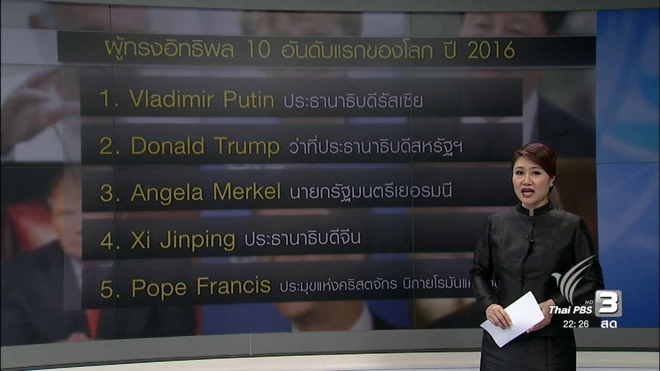 ที่นี่ Thai PBS : "โดนัลด์ ทรัมพ์" ติดอันดับผู้ทรงอิทธิพลของโลก