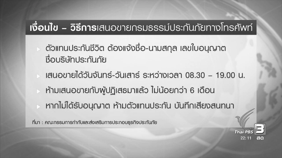 ที่นี่ Thai PBS : แก้ปัญหาละเมิดสิทธิ์โทรขายประกัน