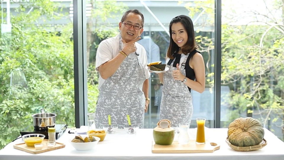 ซุปฟักทอง และน้ำฟักทองผสมน้ำมะพร้าว