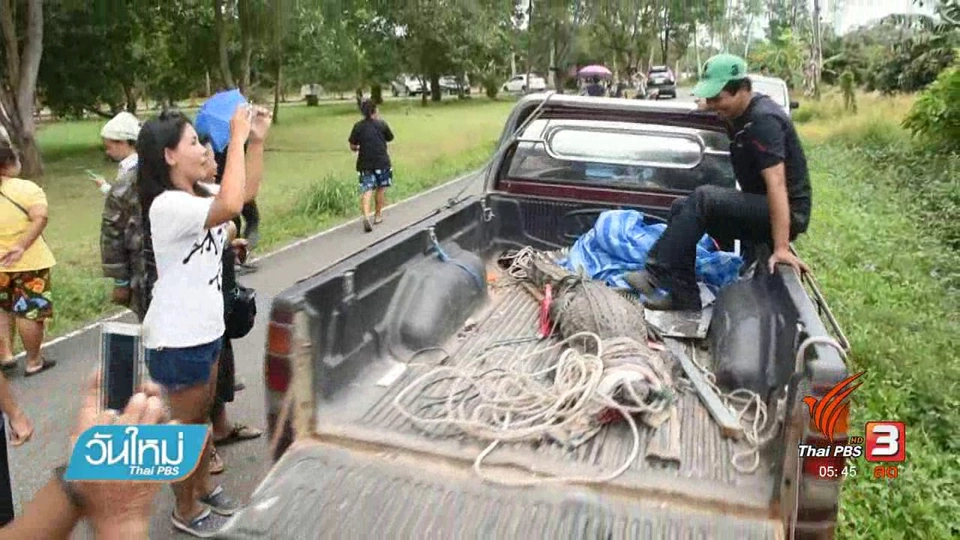 ล้อมจับจระเข้ยาว 2 เมตรหลุดอยู่ในพื้นที่ชุมชน