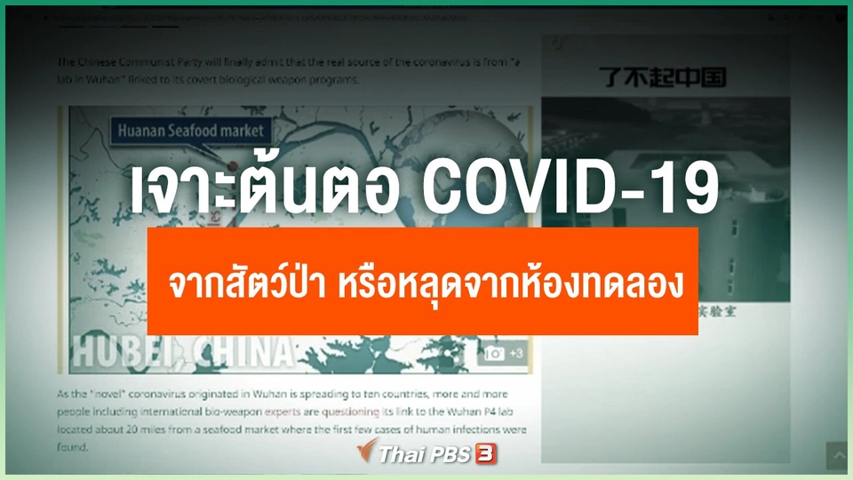 เจาะต้นตอ COVID-19 มาจากสัตว์ป่า หรือ หลุดมาจากห้องทดลองในจีน