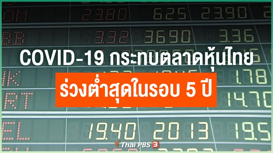 ​COVID-19 กระทบตลาดหุ้นไทยร่วงต่ำสุดในรอบ 5 ปี