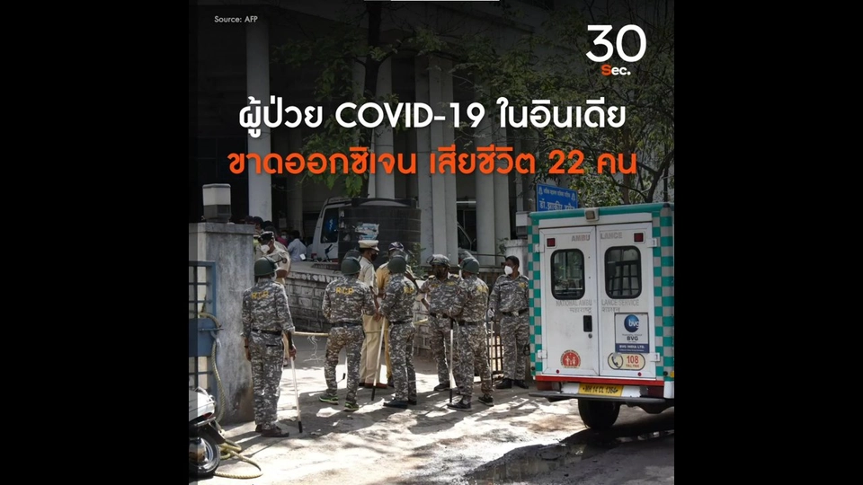 ผู้ป่วยโควิด-19 ในอินเดีย ขาดออกซิเจน เสียชีวิต 22 คน