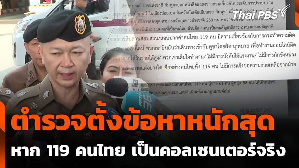 ตำรวจตั้งข้อหาหนักสุด หาก 119 คนไทย เป็นคอลเซนเตอร์จริง