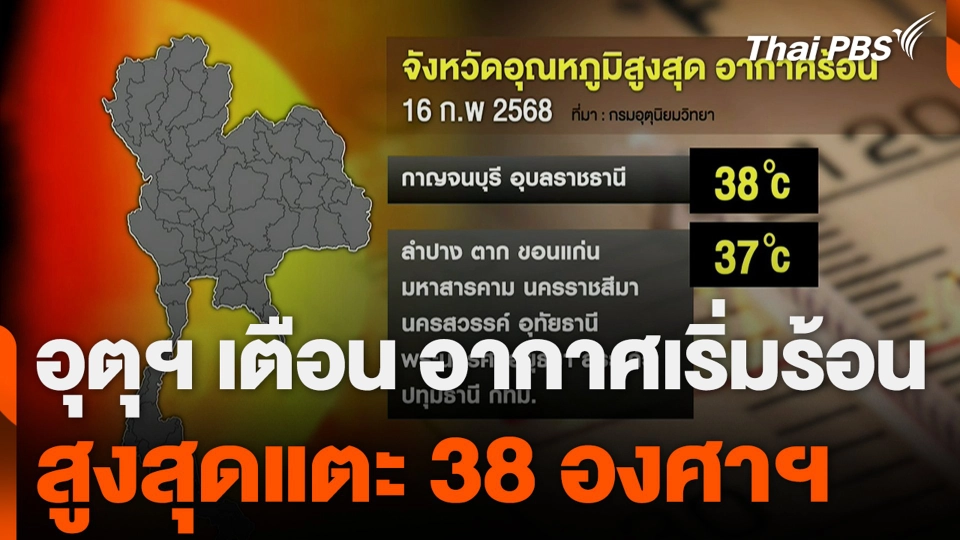 อุตุฯ เตือน อากาศเริ่มร้อน สูงสุดแตะ 38 องศาฯ