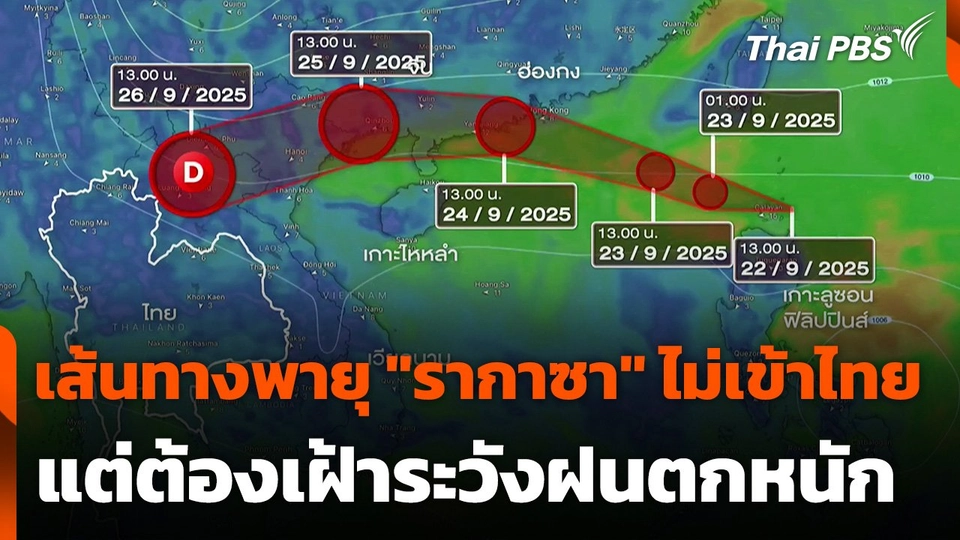 เส้นทางพายุ "รากาซา" ไม่เข้าไทย แต่ต้องเฝ้าระวังฝนตกหนัก