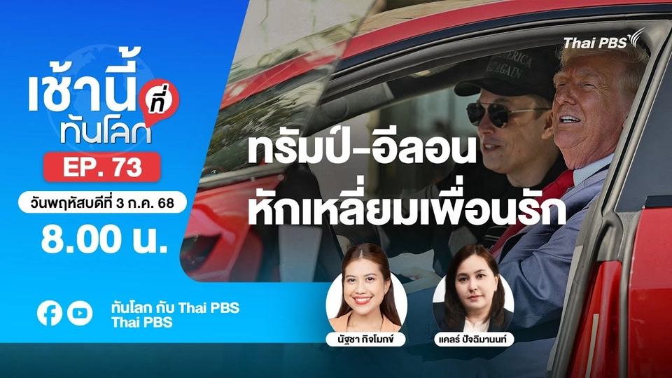 8.00 เช้านี้ที่ทันโลก EP.73 ทรัมป์-อีลอน หักเหลี่ยมเพื่อนรัก | 3 ก.ค. 68