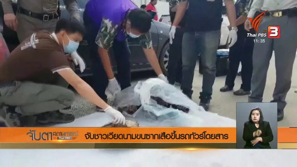 ​จับชาวเวียดนามขนซากเสือขึ้นรถทัวร์โดยสาร