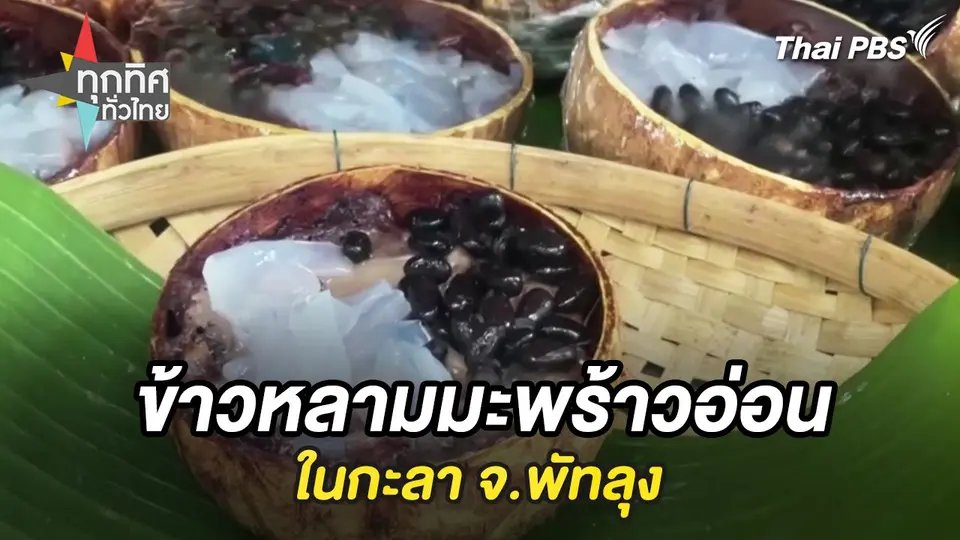 ข้าวหลามมะพร้าวอ่อนในกะลา จ.พัทลุง