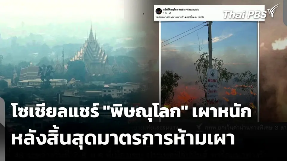 โซเชียลแชร์ "พิษณุโลก" เผาหนัก หลังสิ้นสุดมาตรการห้ามเผา