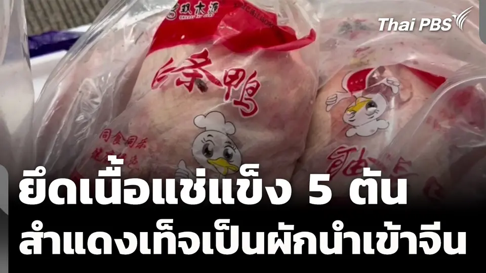 ตรวจยึดเนื้อแช่แข็งกว่า 5 ตัน สำแดงเท็จเป็นผักนำเข้าจากจีน 