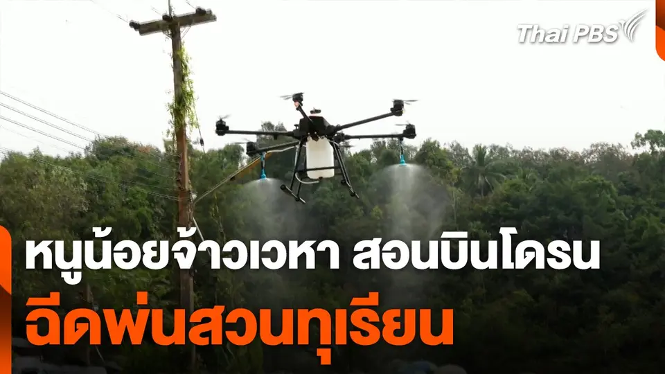 "หนูน้อยจ้าวเวหา" สอนบินโดรน ฉีดพ่นสวนทุเรียน