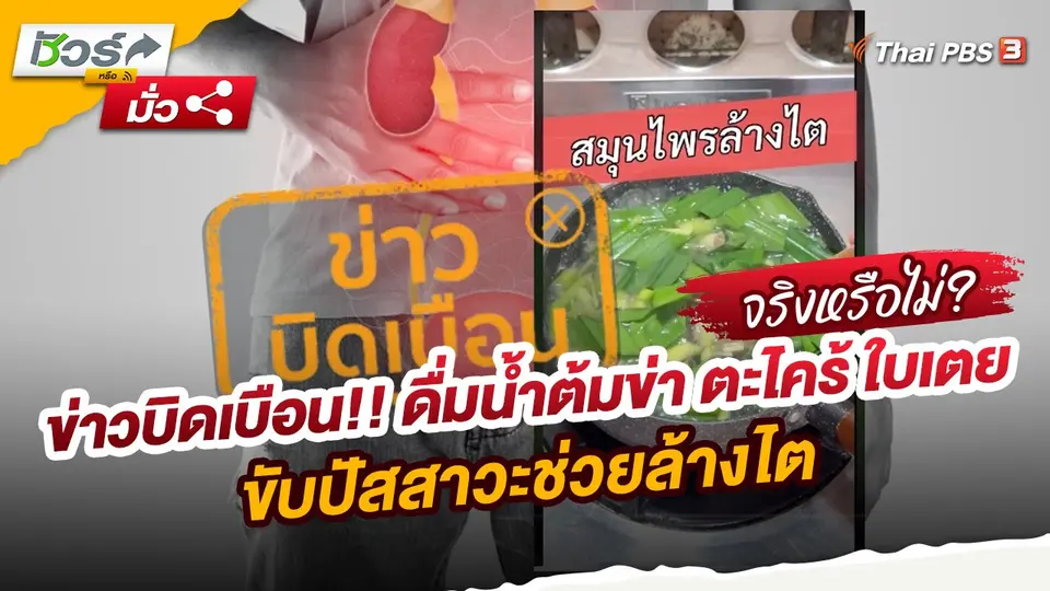 ชัวร์หรือมั่ว : ข่าวบิดเบือน!! ดื่มน้ำต้มข่า ตะไคร้ ใบเตย ขับปัสสาวะช่วยล้างไต