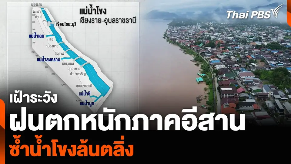 เฝ้าระวัง ฝนตกหนักภาคอีสาน ซ้ำน้ำโขงล้นตลิ่ง