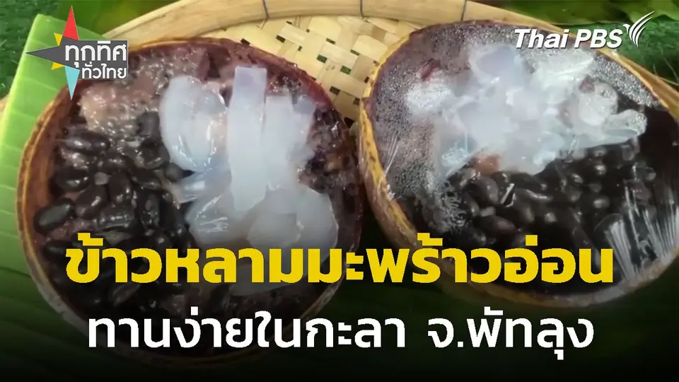 ข้าวหลามมะพร้าวอ่อนในกะลา จ.พัทลุง