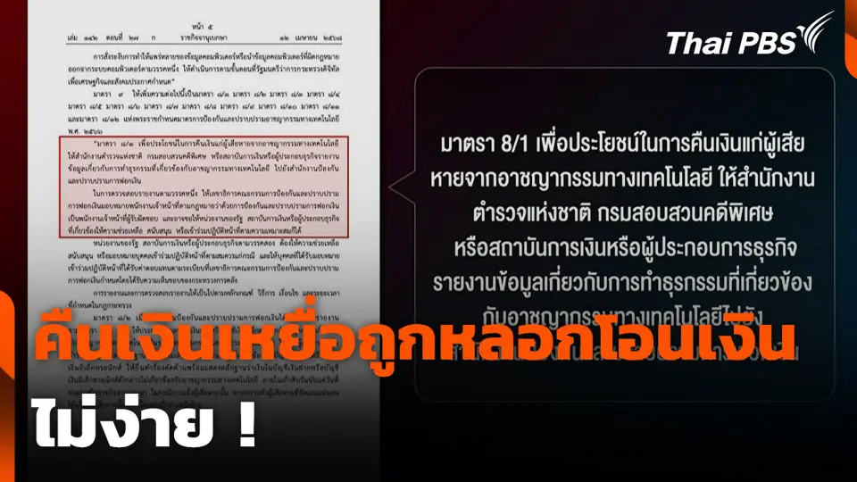 คืนเงินเหยื่อถูกหลอกโอนเงิน ไม่ง่าย !