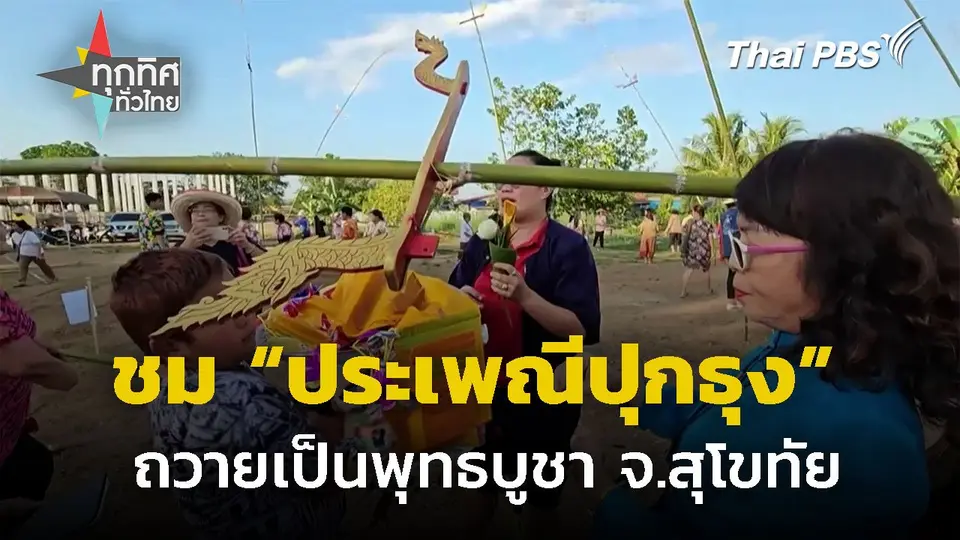 "ประเพณีปุกธุง" ถวายเป็นพุทธบูชา จ.สุโขทัย