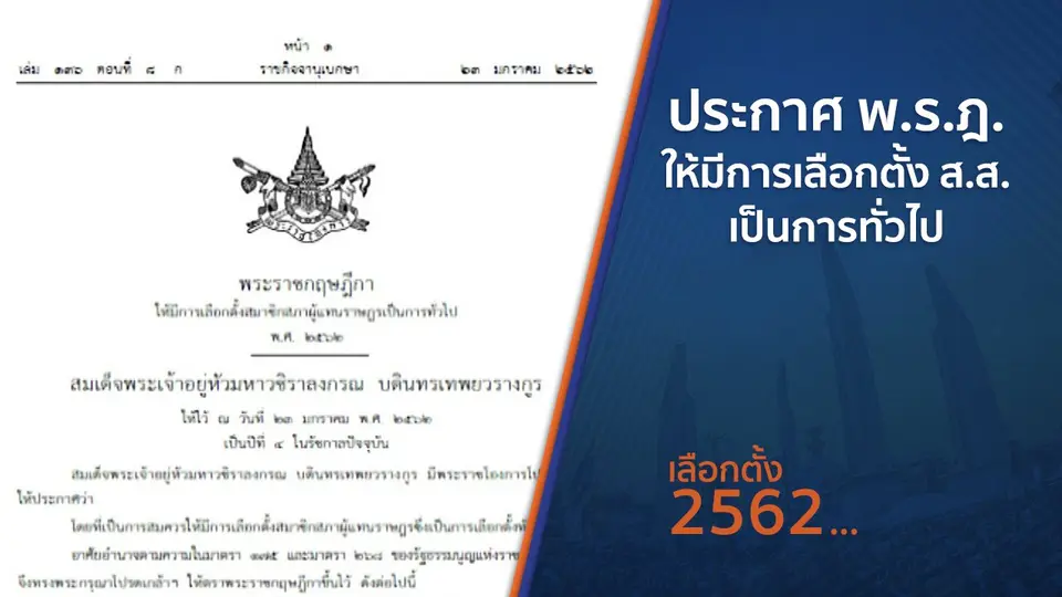 ประกาศ พ.ร.ฎ.ให้มีการเลือกตั้ง ส.ส. เป็นการทั่วไป
