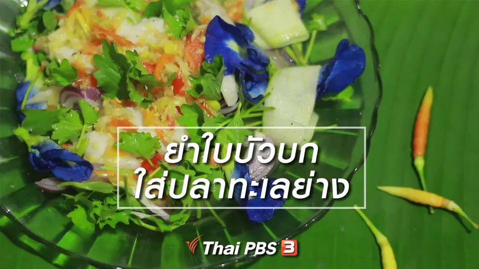 สูตรลับออนไลน์ : ยำใบบัวบกใส่ปลาทะเลย่าง