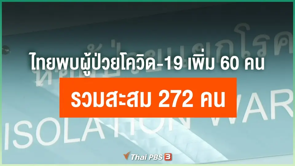 ไทยพบผู้ป่วยโควิด-19 เพิ่ม 60 คน รวมสะสม 272 คน